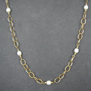 14K Vermeil Sterling Pearl Necklace 30 Inches Macys